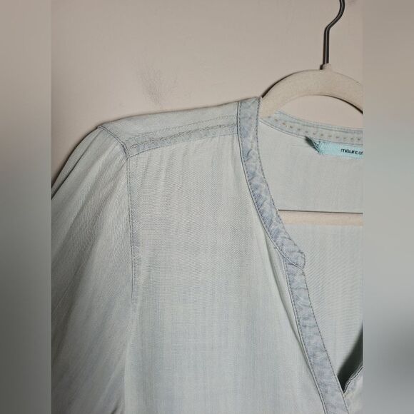 Women's Country Button Down Shirt Western Rodeo Cowgirl Farm Lace Denim Medium - Picture 7 of 11